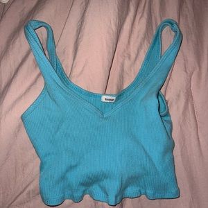 Blue cropped tank top from garage